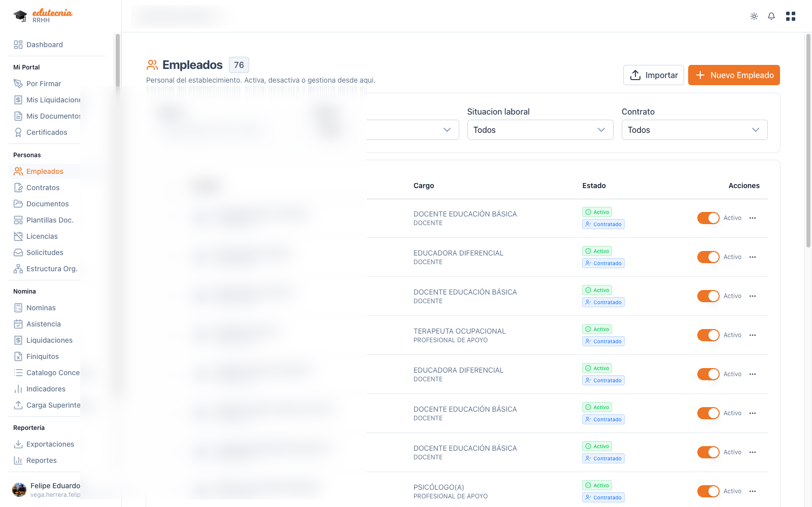 Módulo de Recursos Humanos en la plataforma Edutecnia